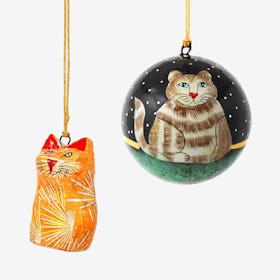 Cat Ornaments - Set of 2