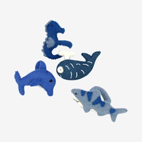 Nautical Shark, Whale and Seahorse Napkin Rings - Set of 4