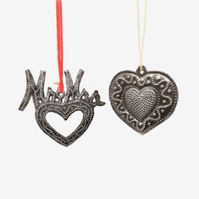 Newlyweds Heart Ornaments - Set of 2