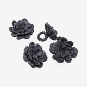 Zinnia Napkin Rings - Charcoal - Set of 4