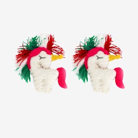 Christmas Unicorn Ornaments - Set of 2