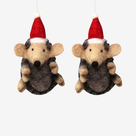 Hedgehog Christmas Ornaments - Set of 2