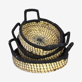 Nested Baskets - Natural / Black - Set of 3