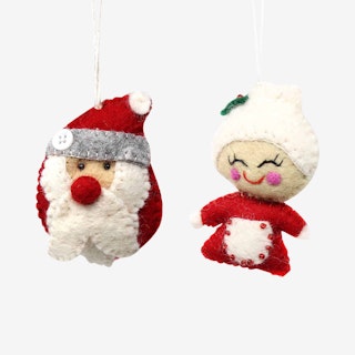 Santa Claus and Mrs. Claus Ornaments - Set of 2