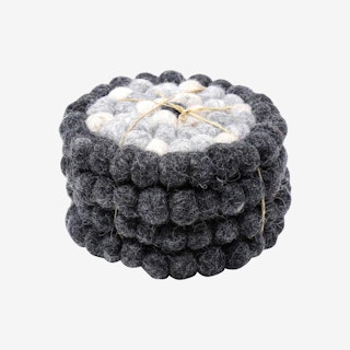 Ball Coasters - Flower Black / Gray - Set of 4