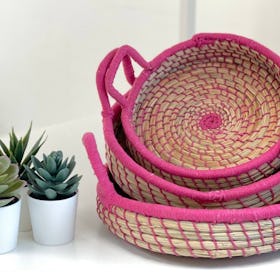 Nested Baskets - Natural / Pink - Set of 3