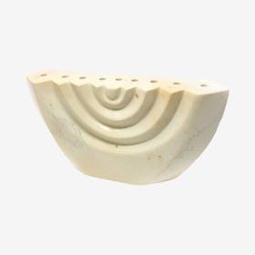 Hand Carved Menorah - White