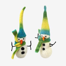 Icy Winter Snowman Ornaments - Set of 2