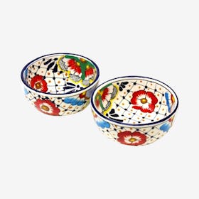 Soup Bowls - Dots and Flowers - Set of 2