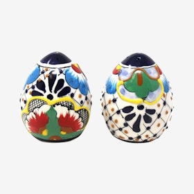 Salt and Pepper Shakers - Dots and Flowers - Set of 2