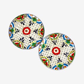 Dinner Plates - Dots and Flowers - Set of 2