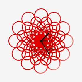 Rings Wall Clock - Red