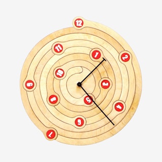 Spiral Wall Clock - Natural / Red
