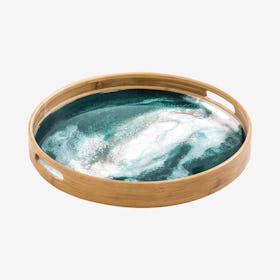 Round Bamboo Tray - Emerald / Jewel