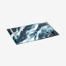 Acrylic Tray - Navy / White / Metallic