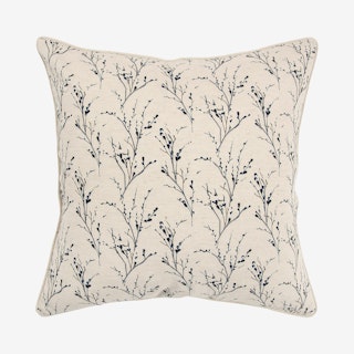 Square Poly Filled Pillow - Natural / Navy - Little Buds
