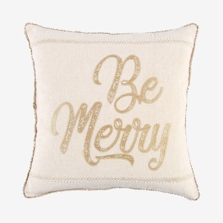 Square Poly Filled Pillow - Metallic Gold - Be Merry