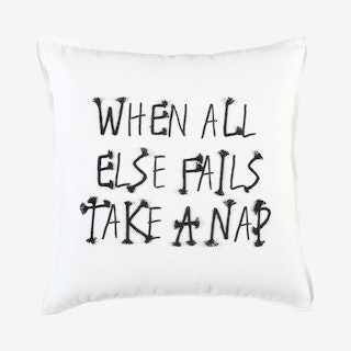Square Poly Filled Pillow - Black / White - When All Else Fails Take a Nap