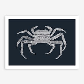 Crab On Blue Art Print