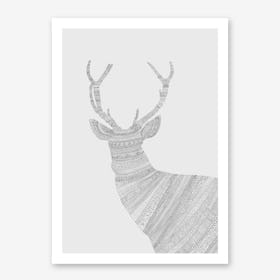 Grey Stag On Grey Art Print