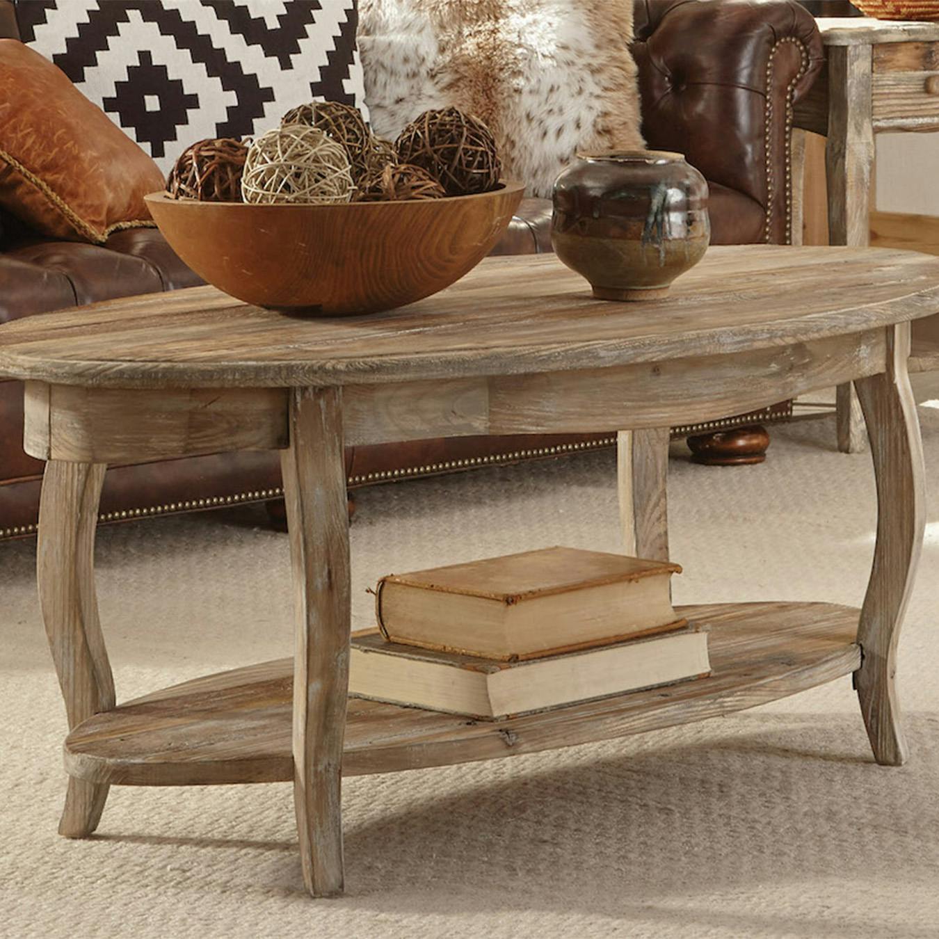 reclaimed wood oval coffee table