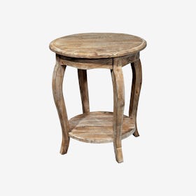 Rustic Round Reclaimed Driftwood End Table