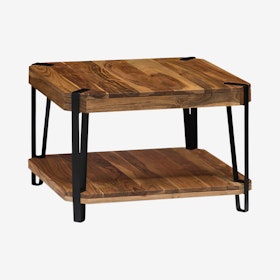 Ryegate Square Live Edge Solid Wood & Metal Coffee Table