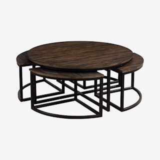 Arcadia Acacia Wood Coffee Table with Nesting Tables - Set of 5