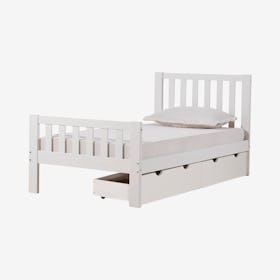 Aurora Wood Storage Bed - White