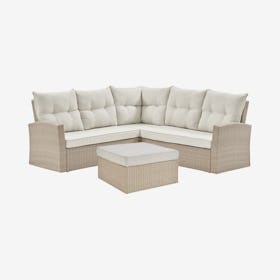 Canaan All-Weather Outdoor Double Loveseat with Ottoman