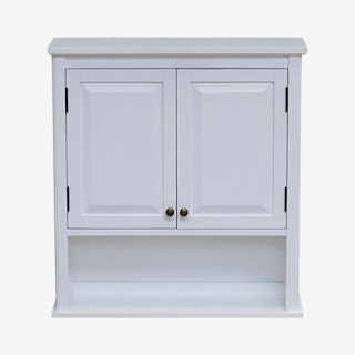 Dorset Wall Mounted Bath Storage Cabinet with Doors and Open Shelf