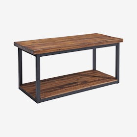 Claremont Rustic Wood Bench with Low Shelf