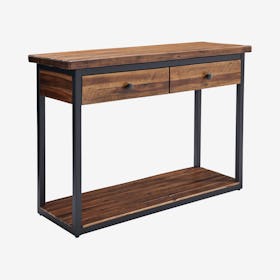 Claremont Rustic Wood 2-Drawer Console Table with Low Shelf