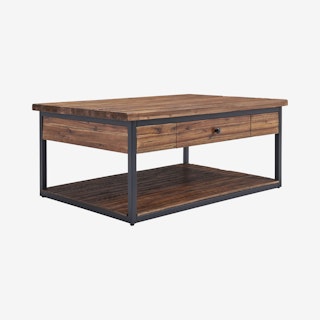 Claremont Rustic Wood 1-Drawer Coffee Table with Low Shelf
