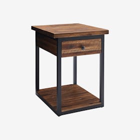 Claremont Rustic Wood 1-Drawer End Table with Low Shelf