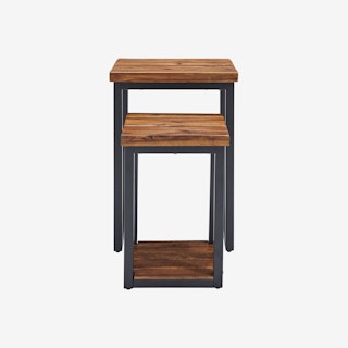 Claremont Rustic Wood Nesting Tables - Set of 2