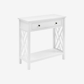 Coventry Wood 1-Drawer Console Table with Shelf - White