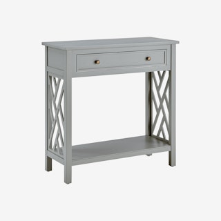 Coventry Wood 1-Drawer Console Table with Shelf - Gray