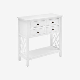 Coventry Wood 4-Drawer Console Table with Shelf - White