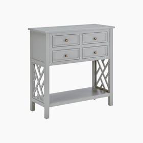 Coventry Wood 4-Drawer Console Table with Shelf - Gray