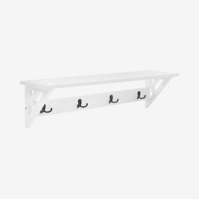 Coventry Coat Hook with Shelf - White