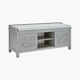 Coventry Wood Storage Bench with Cushion - Gray