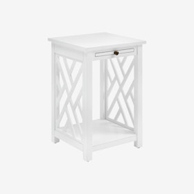 Coventry Wood End Table with Shelf - White
