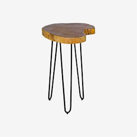 Hairpin Live Edge Wood & Metal End Table - Natural