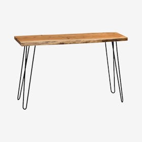 Hairpin Live Edge Wood & Metal Console Table - Natural