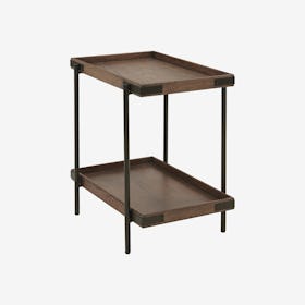 Kyra Oak & Metal Side Table with Shelf