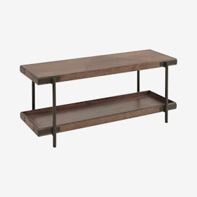 Kyra Oak & Metal Bench with Shelf