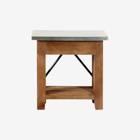 Millwork Wood & Zinc Metal End Table with Shelf