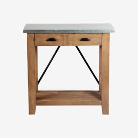Millwork Wood & Zinc Metal 2-Drawer Console Table