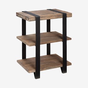 Modesto Reclaimed Wood & Metal Strap End Table